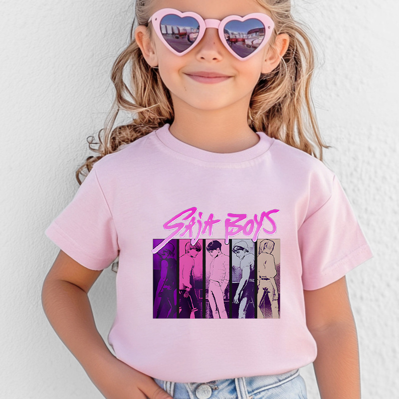 Kpop猎魔女团印花T恤纯棉圆领短袖潮流时尚男女儿童装现货0925-13