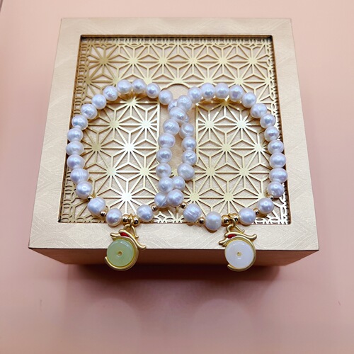 2024 New Year of Destiny Dragon Year Natural Pearl Bracelet with Chinese Style Retro Creative Design Bead Necklace Accessory