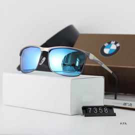 新款男士偏光太阳镜 时尚方框双色电镀墨镜 BMWs墨镜735代发