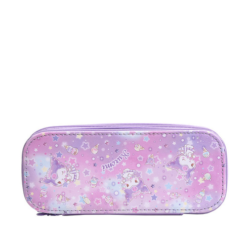 Triple A cartoon double-layer large capacity simple PU leather stationery bag, cute cartoon Korome pencil case