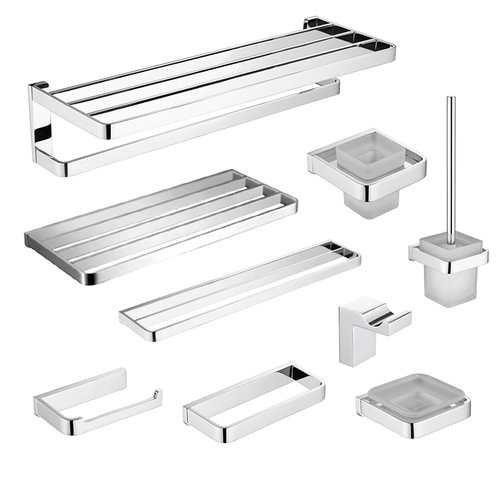 Wholesale solid copper bathroom accessory set, thickened bathroom storage rack, bathroom hardware towel rack accessory set