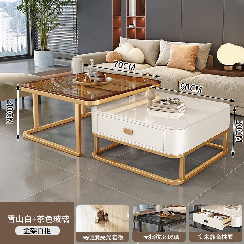 골드 선반 + 화이트 캐비닛 스노우 마운틴 화이트 + 브라운 유리