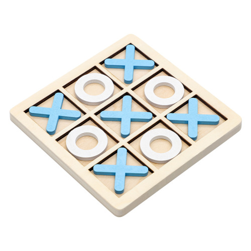 Wooden XO Triple Tic-Tac-Toe Children's Early Education Brain Teaser Game Leisure Competitive Board Game Block Board Game Wholesale
