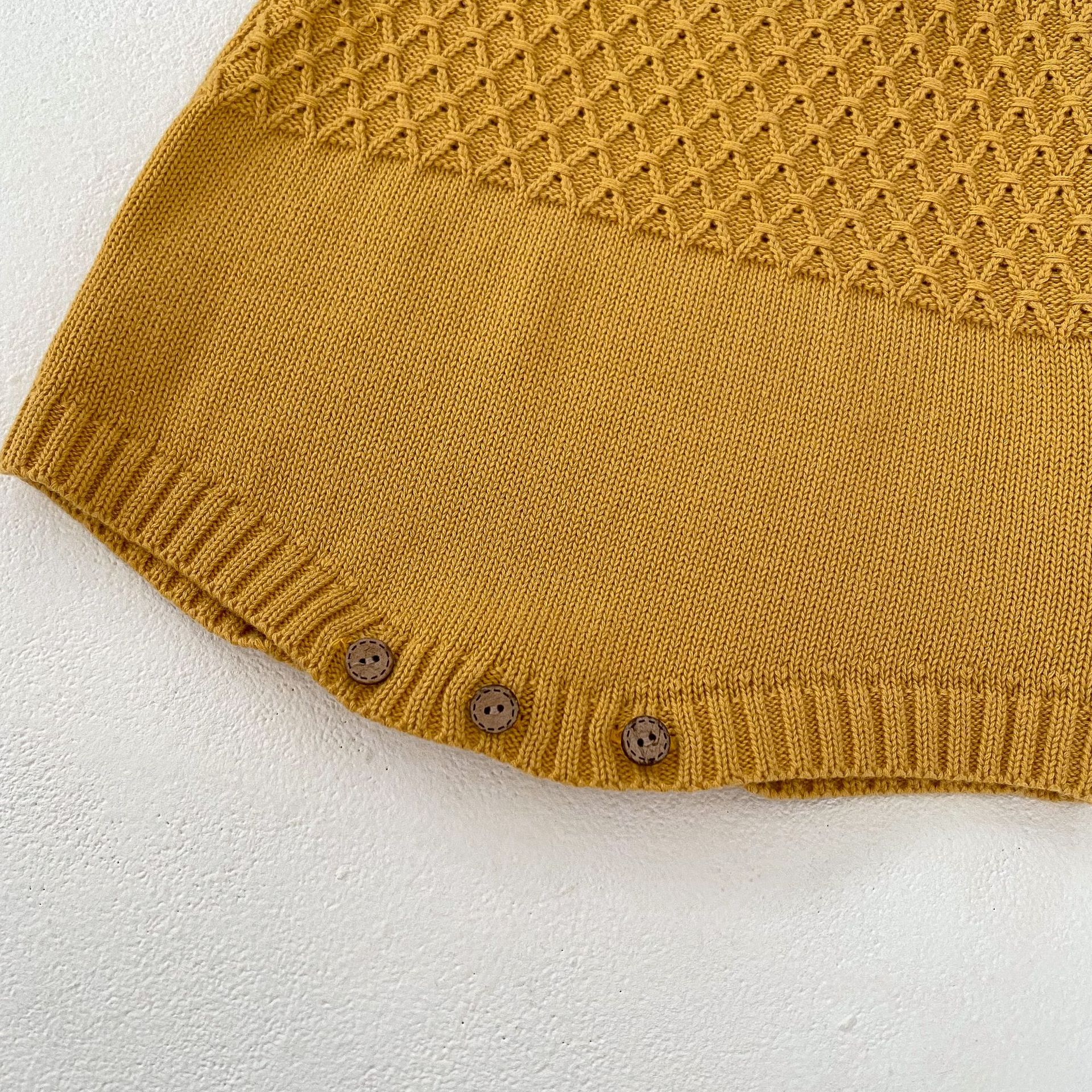 Proljetna 2024. žuta pletena jakna za dojenčad i djevojčice + jednobojni kaput na naramenice, set od 2 dijela dostupan za sortiranje_voghion.com