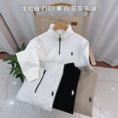 新秋冬款时尚刺绣半拉链小麦纹男式休闲长袖卫衣