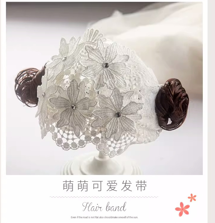 Korean style baby hair band trendy super cute baby hair accessories female year-old headdress wig with princess hat
