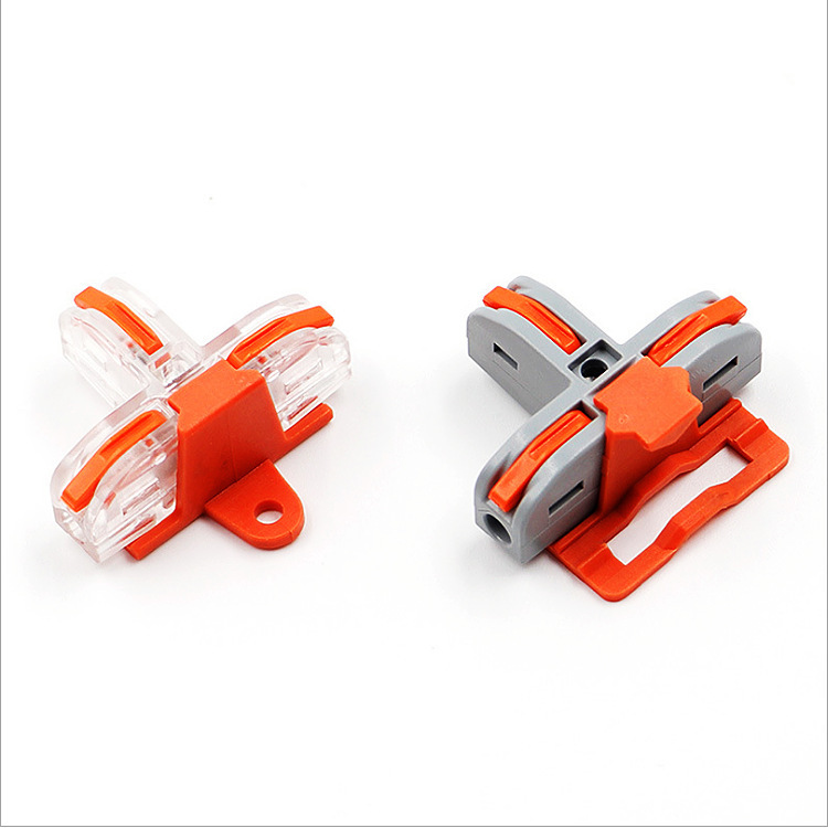 Quick wiring terminal PCT112 splitter 1 in 2 out docking transparent orange blue T-type wire connector Quick wiring terminal PCT112 splitter 1 in 2 out docking transparent orange blue T-type wire connector