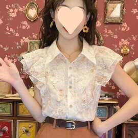短袖衬衫女高级感轻奢减龄洋气2025欧货爆款小衫法式夏天雪纺上衣