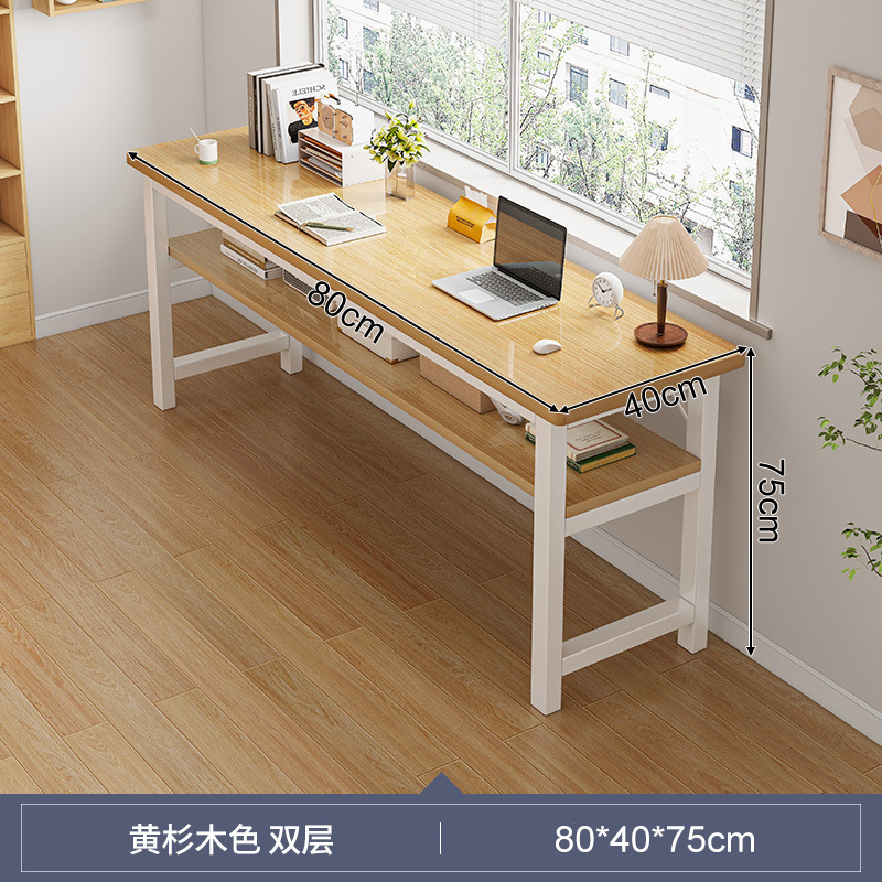 Escritorio doble largo para estudiantes, uso doméstico, estudio en dormitorio, escritura, apartamento de alquiler, escritorio rectangular para computadora, mesa estrecha para montar en la pared.