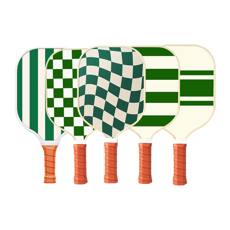 Cross-Border Fiberglass Pickleball Racket Geometric Plaid Striped Print Pattern Ball Sporting Goods Factory Lightweight