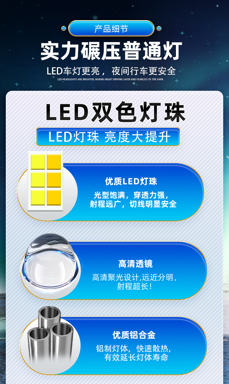 Private model motorcycle spotlight led strong light super bright battery car modification auxiliary shop street lamp laser headlight