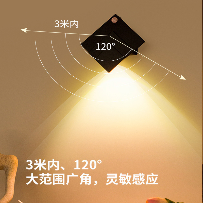 国境を越えた新しい充電式スマートLED人感センサーライト、配線不要の磁気式室内壁掛けライト、ドアライト|undefined