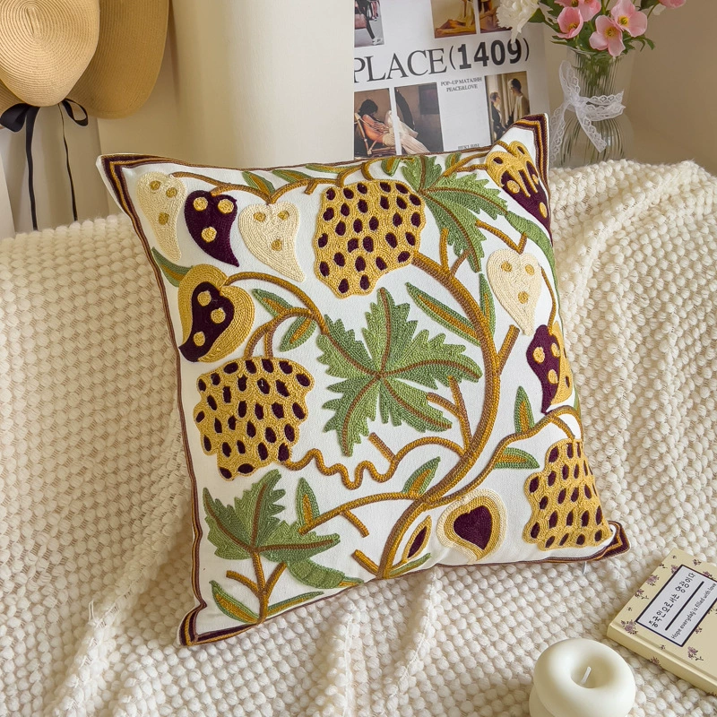 Towel, cloth for bed, tape, sofa, pillow, flowered, with embroidery