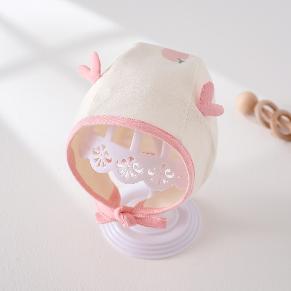 Pink apple double layer ear hat (100% cotton)