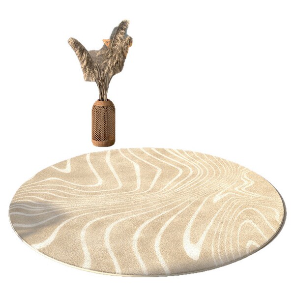 Round Japanese carpet for living room made of faux fur for bed