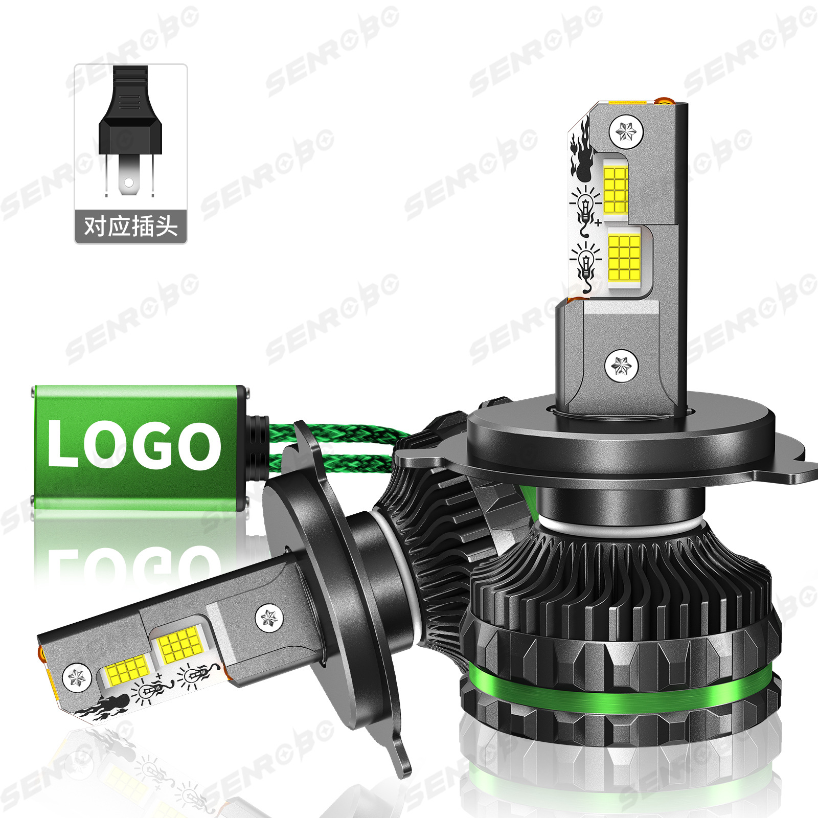 Cuatro tubos de cobre del automóvil LED láser delantero 300w super brillante 6000K luz baja H1H7 luz alta 9005 image 8
