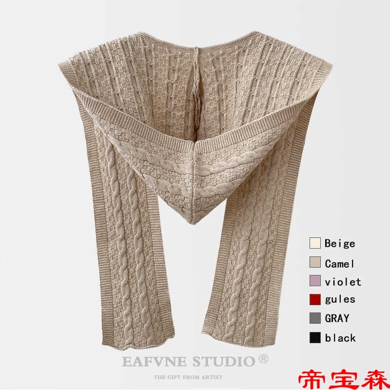 Autumn new pattern Western style Hooded Shawl Fashionable Outside the ride air conditioner Neck protection knitting Tie fashion waistcoat Stand on another