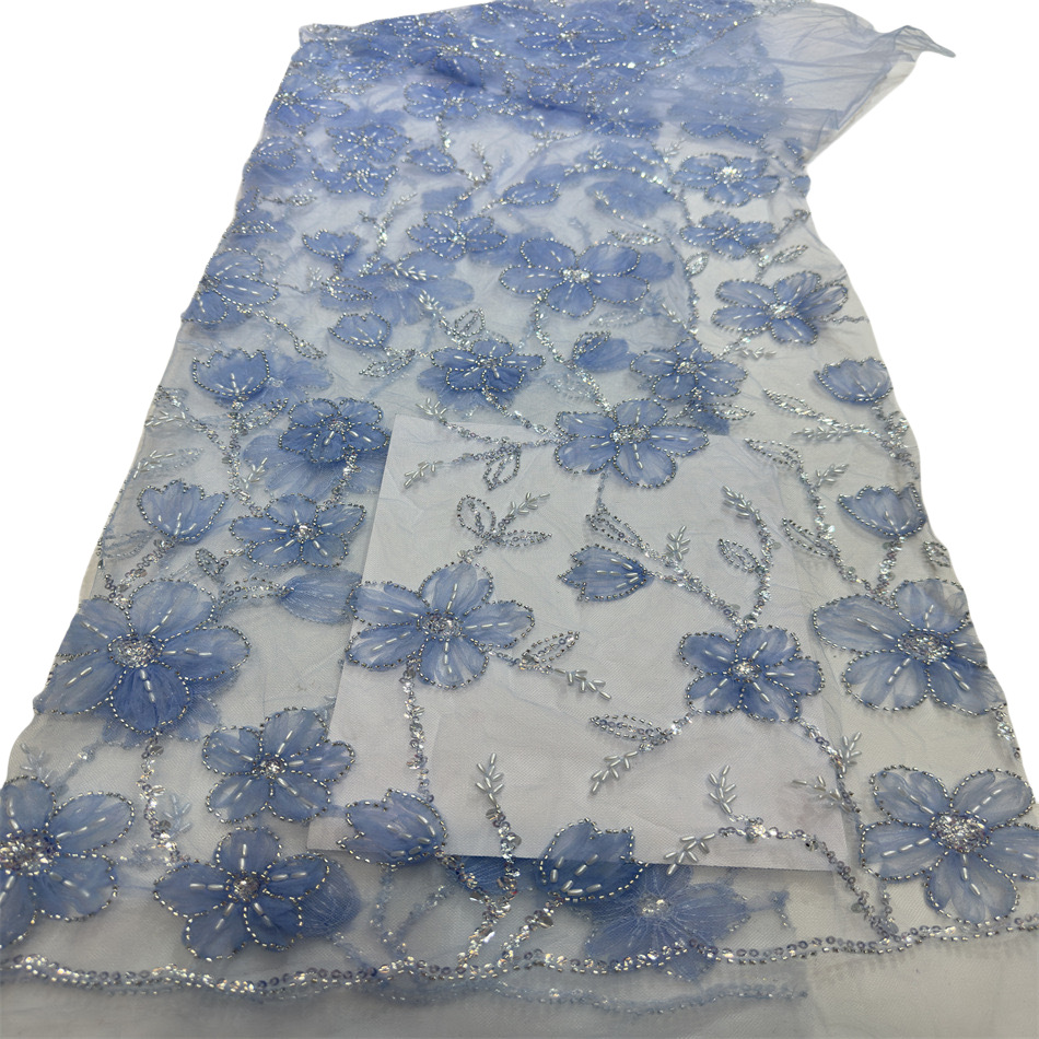Lujo ligero vestido de boda vestido de moda esquinilla tubo de perlas bordado tela de bordado tridimensional comercio exterior transfronterizo spot bordado