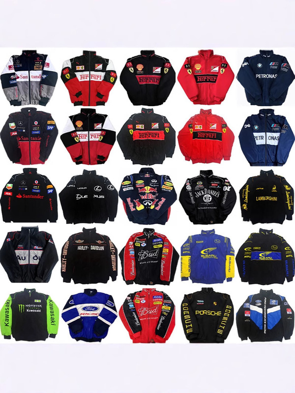 2025 F1 Ferrari Embroidered Racing Men's Jacket Cross-Border Retro European and American Motorcycle Riding Jacket