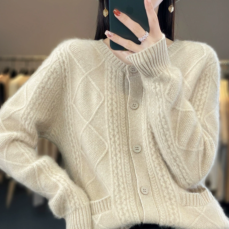 Вязаный кардиган из шерсти, свитер, цветная вязаная куртка oversize, свободный крой