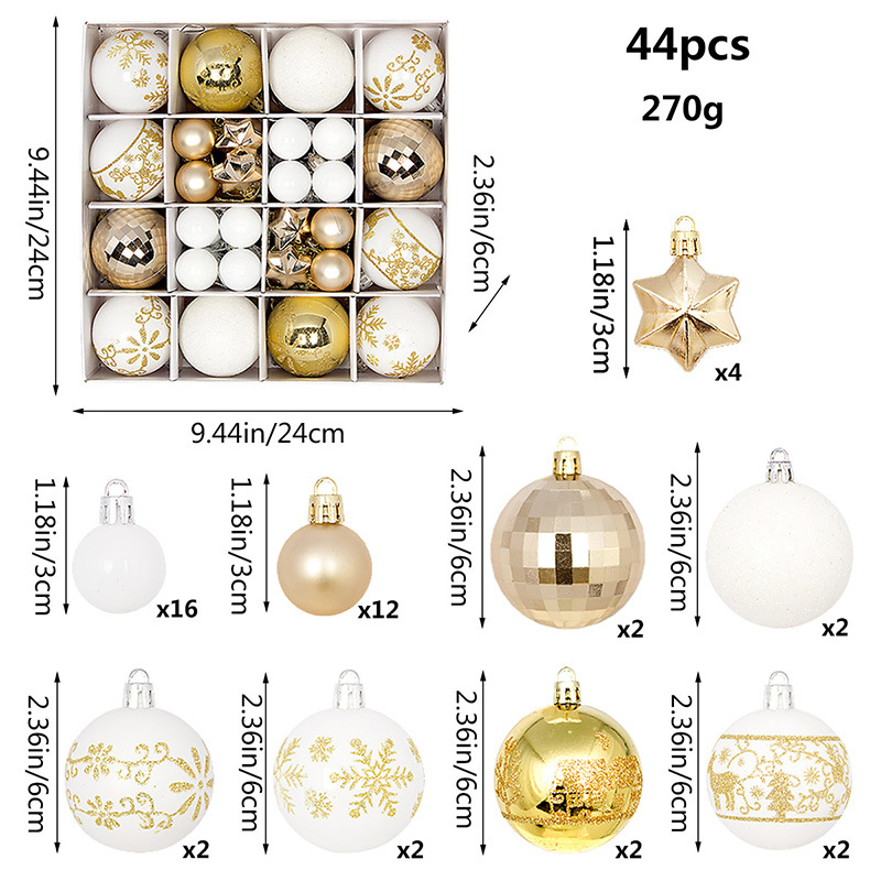 Juego de Esferas Navideñas Set de 44 Piezas 3-6 cm de Plástico Colgante para Árbol de Navidad image 12