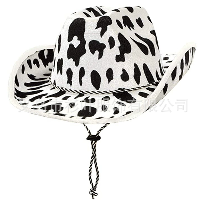 Milk printed denim hat sequins black and white manufacturer printed western denim hat milk double -sided denim hat