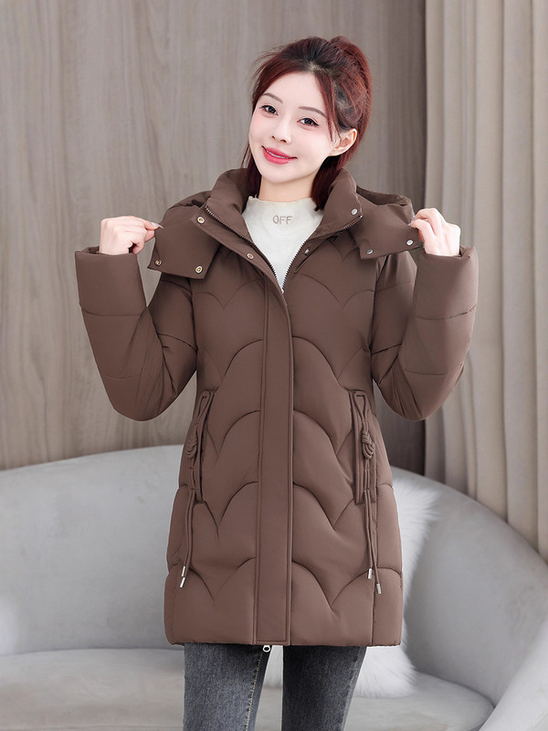 高档棉衣女中长款2025年冬季新款韩版时尚棉服女大码修身棉袄外套|undefined