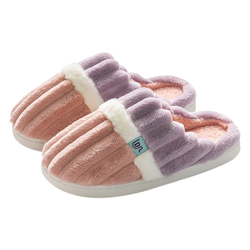 Zapatillas de algodón al por mayor para mujeres invierno hogar interior mudo antideslizante resistente al desgaste suave inferior cálido felpa zapatillas para hombres invierno