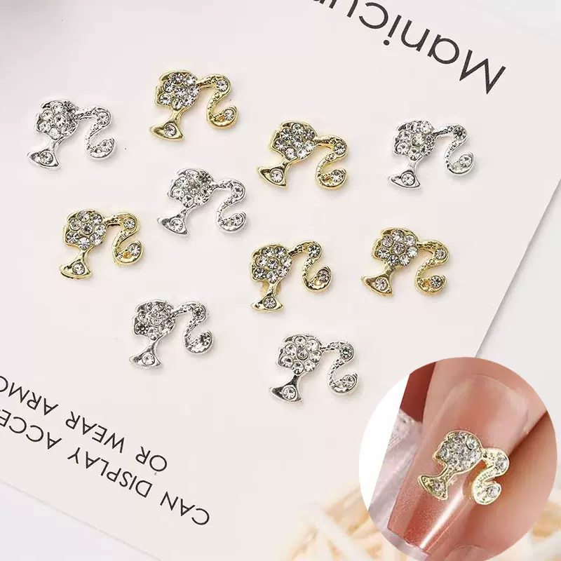 跨境专供热销美人头穿戴甲美甲合金饰品指甲钻装饰轻奢小饰品批发