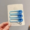 Blue hairgrip, set, gradient, wave pattern, 3 pieces