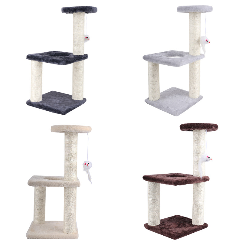 Fábrica en stock nuevo de tres columnas de tres capas sisal gato escalada Marco de molienda garra auto-Hola gato juguete gato escalada marco al por mayor
