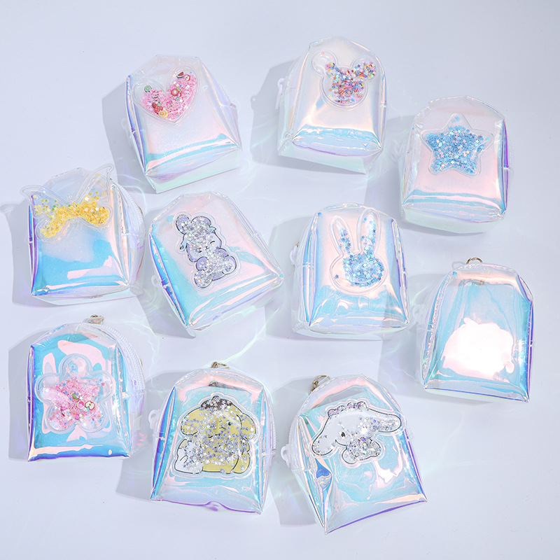 Mini bolso A0038 para niñas, monedero con efecto líquido y colores brillantes, mochila infantil.
