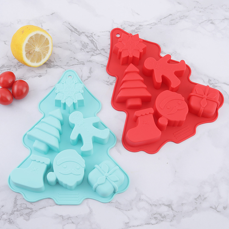 Christmas tree cake mold creative 6-hole silicone cake mold kitchen baking utensils DIY chocolate cake mold