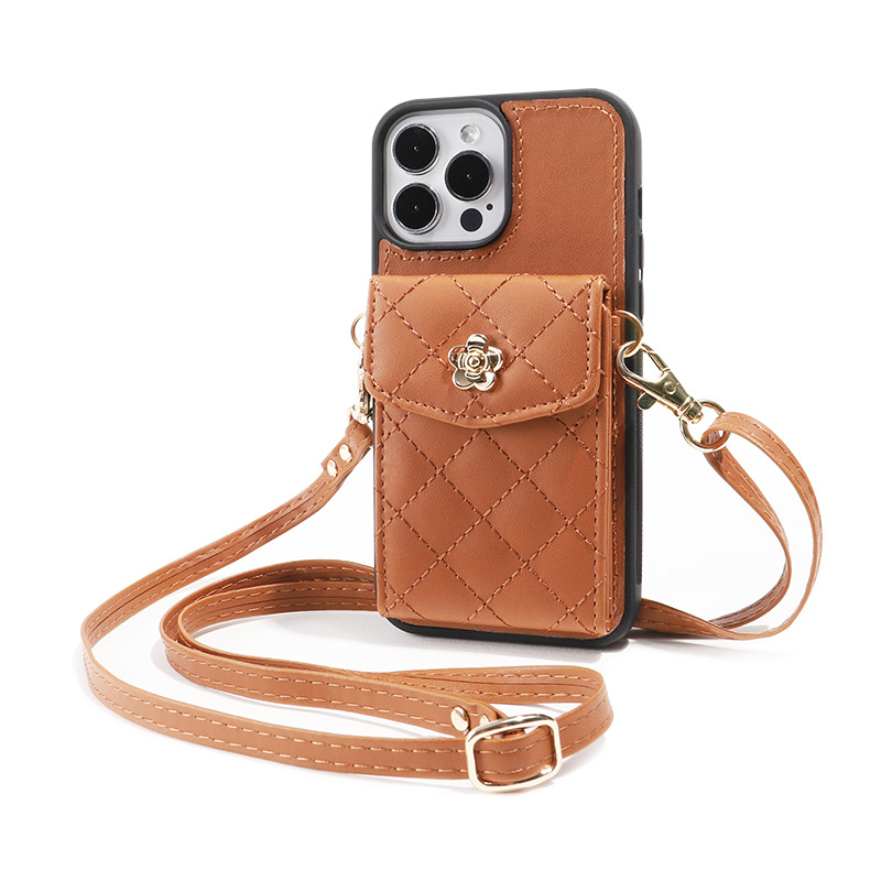 Caja de hombro para iPhone13 / 14 cubierta de protección PU correa de hombro ajustable multifuncional pequeña bolsa de tarjetas de viento fragante