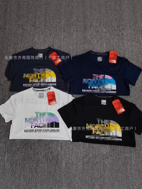 外国貿易正規版 ノースフェイス風 230g純綿ゆったりTシャツ 男女兼用 カップルプリント ゆったり快適|undefined