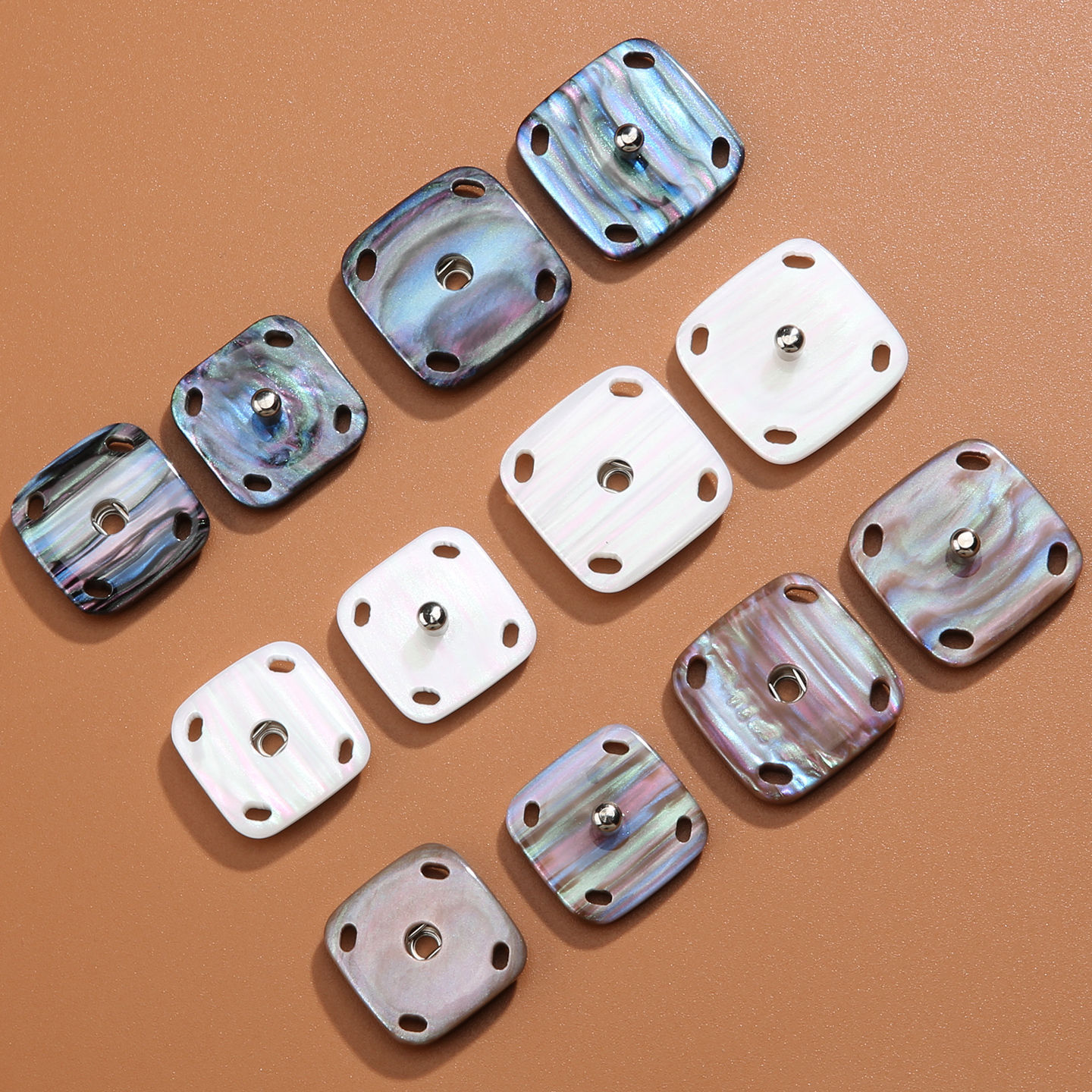 Imitation Shell Snap Buttons for Clothes, Square Invisible Snap Buttons for Sweaters, Cardigans, Woolen Coats, Snap Buttons
