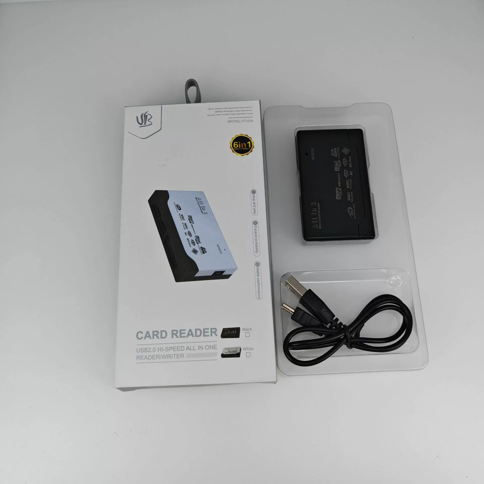 Spot USB2.0 card reader multi -pair high -speed mobile phone memory card TF/CF six -in -one password box reader