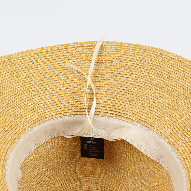 Korean Letter Mark Bow Sunscreen Straw Fisherman Hat display picture 3