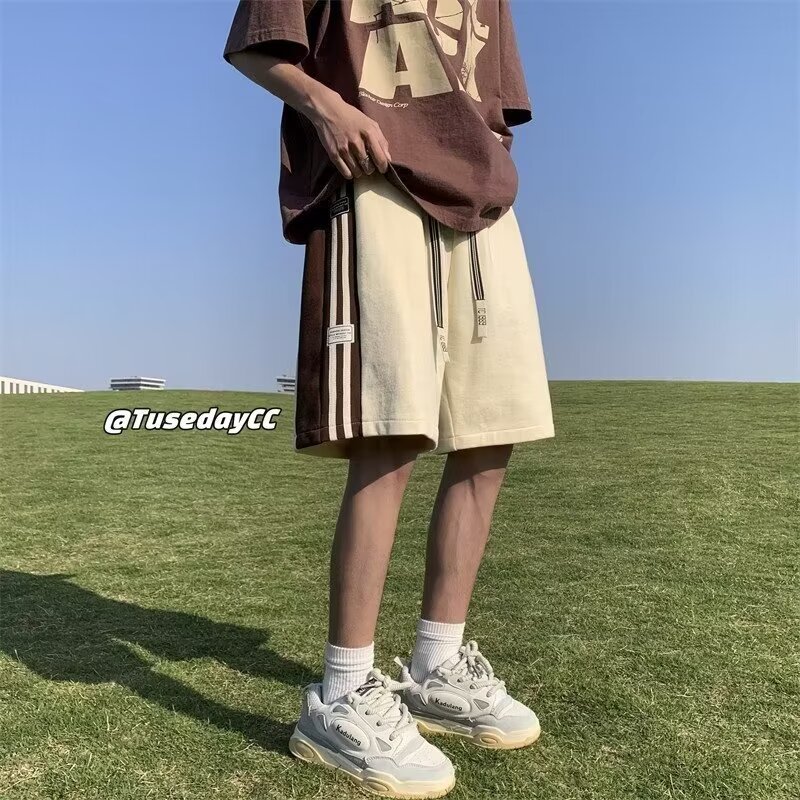 American Striped Sports Shorts Men's Summer Heavy Pants oversize Five-Six Casual Half Basketball Pants