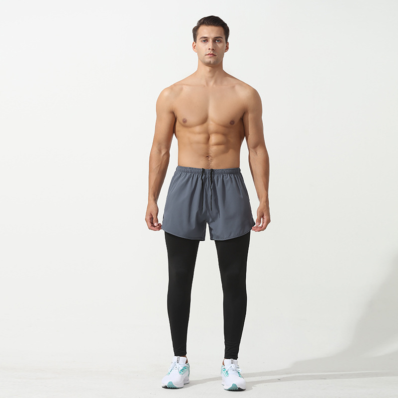 Pantalones deportivos falsos de dos piezas para hombre, leggings de entrenamiento de baloncesto, transpirables, ajustados, para correr, fitness, pantalones largos, otoño e invierno image 6