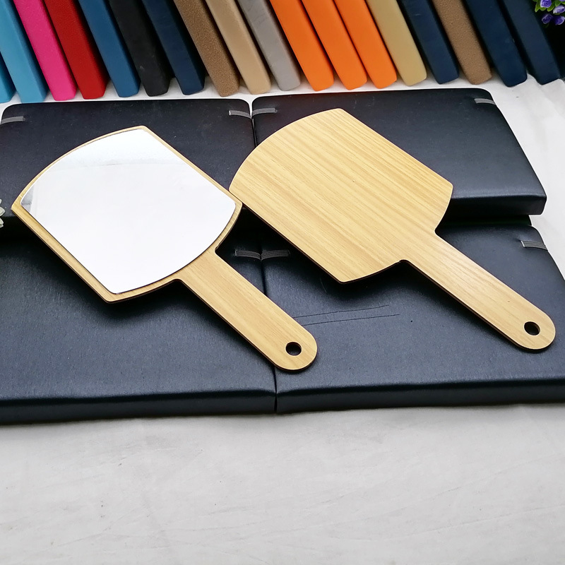 N3443 moda bambú espejo cuadrado HD espejo de maquillaje plegable portátil pequeño espejo estudiante dormitorio espejo portátil espejo de escritorio