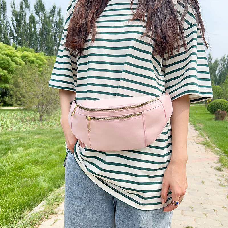 2023 nuevo simple macaron ocio al aire libre deportes cintura bolsa moda Oxford tela estilo Ins bolso de la cintura de las mujeres