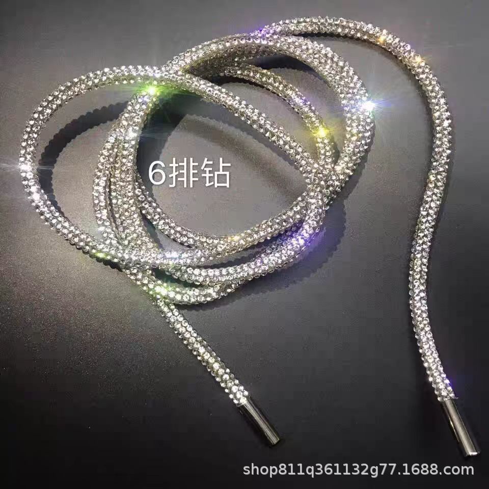 Cuerdas de diamante redondas de 4mm super brillante A-diamond blanco AB negro cuerda de dibujo DIY zapatos cordones chaqueta joyas