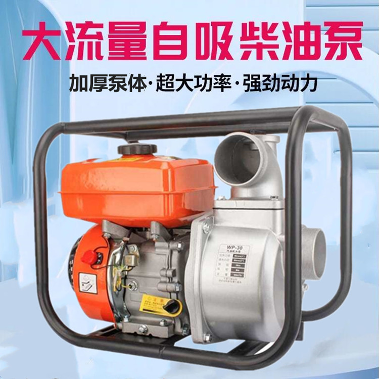河南应急内涝排水机器 170F汽油机柴油机抽水泵 农村手抬式排水泵