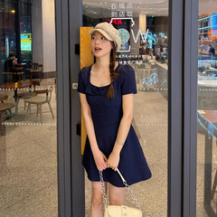 今年人気のフレンチヘップバーン風ドレス、高級夏婦人服、ウエスト痩身、新作半袖Aラインスカート