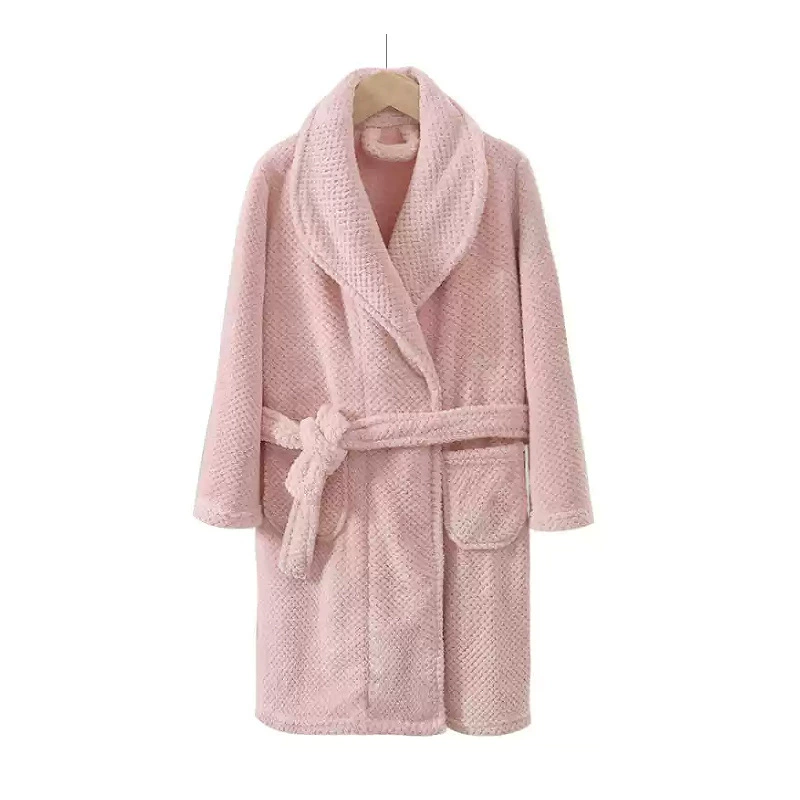 Children's long coral velvet bathrobe for boys
