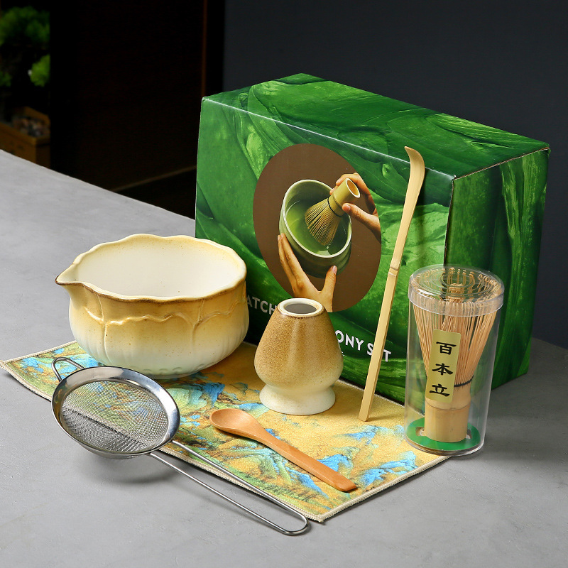 陶瓷渐变抹茶碗套装日式抹茶点茶工具茶筅刷子宋代抹茶粉搅拌器|undefined