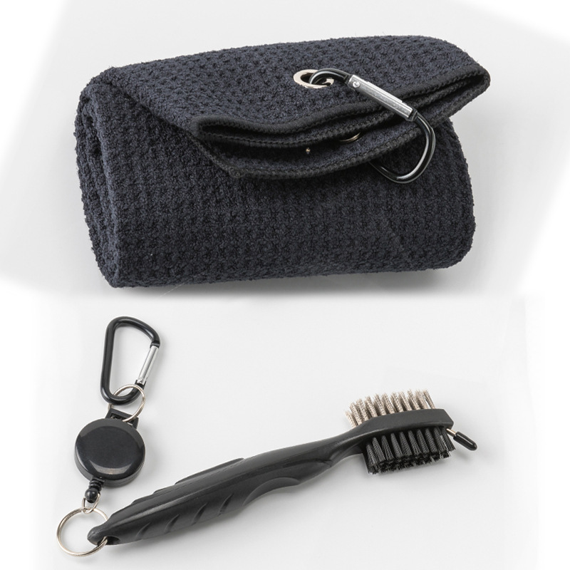 Microfiber Golf Towel Brush Two-Piece Set Pineapple Waffle Golf Sports Towel