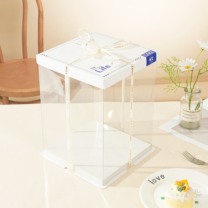 Caja de pastel transparente Caja de embalaje Caja de regalo Caja transparente Baloncesto de cumpleaños Caja de regalo de graduación Regalo rojo neto