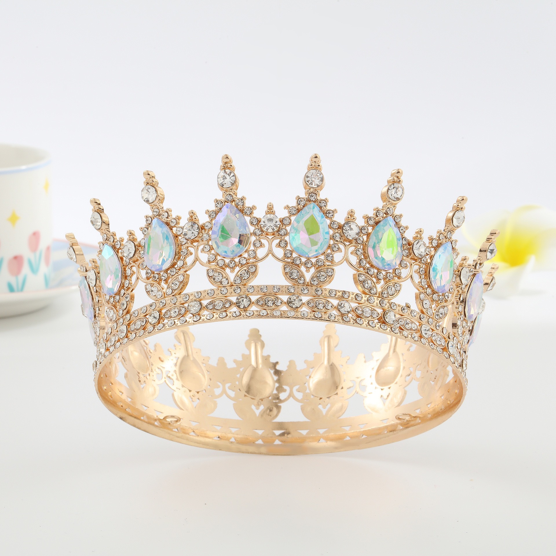 Cross-border Halloween coronas redondas joyas de novia coronas de cumpleaños joyas de cabello industria pesada joyas de cabello